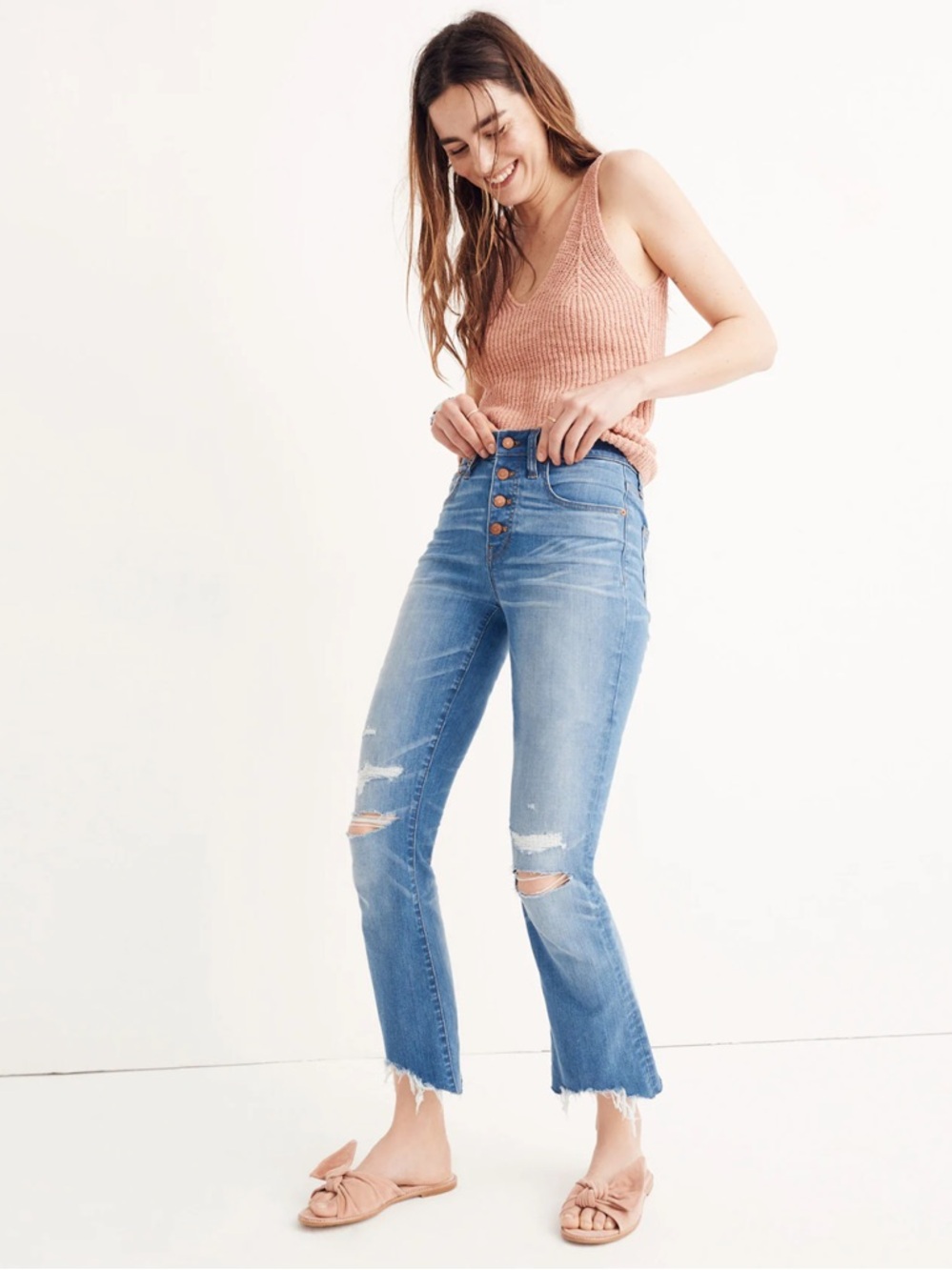 Cali Demi-Boot Jeans in Bronson Wash: Button-Front Edition